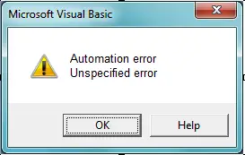 Automation error разрушительный сбой excel